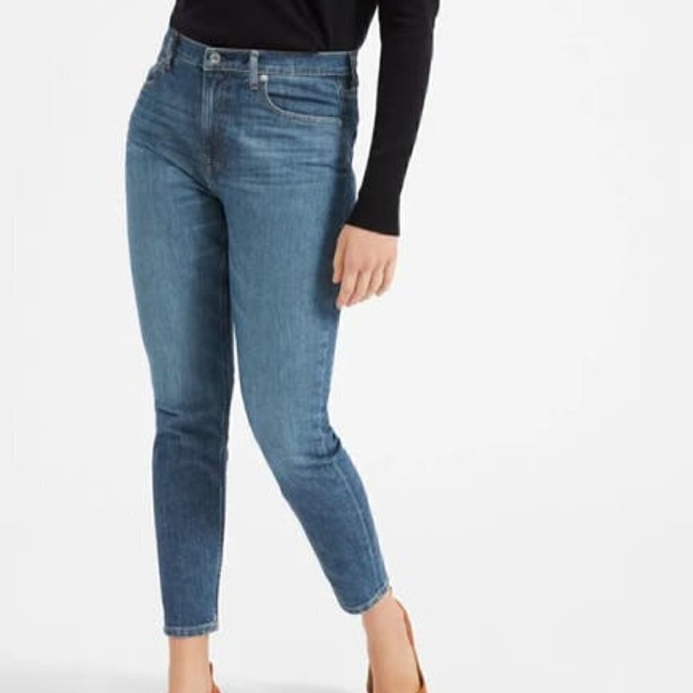 Everlane High rise skinny medium wash jeans ankle denim women blue new 23